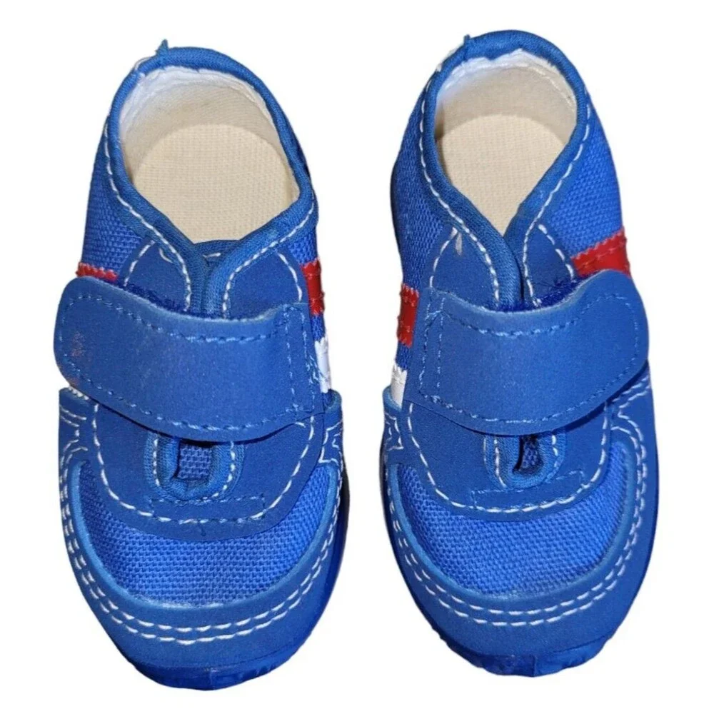 Vintage 70s-80s Child's Tennis Shoes Size 2 Hook Loop Closure‎ Sneakers Doll